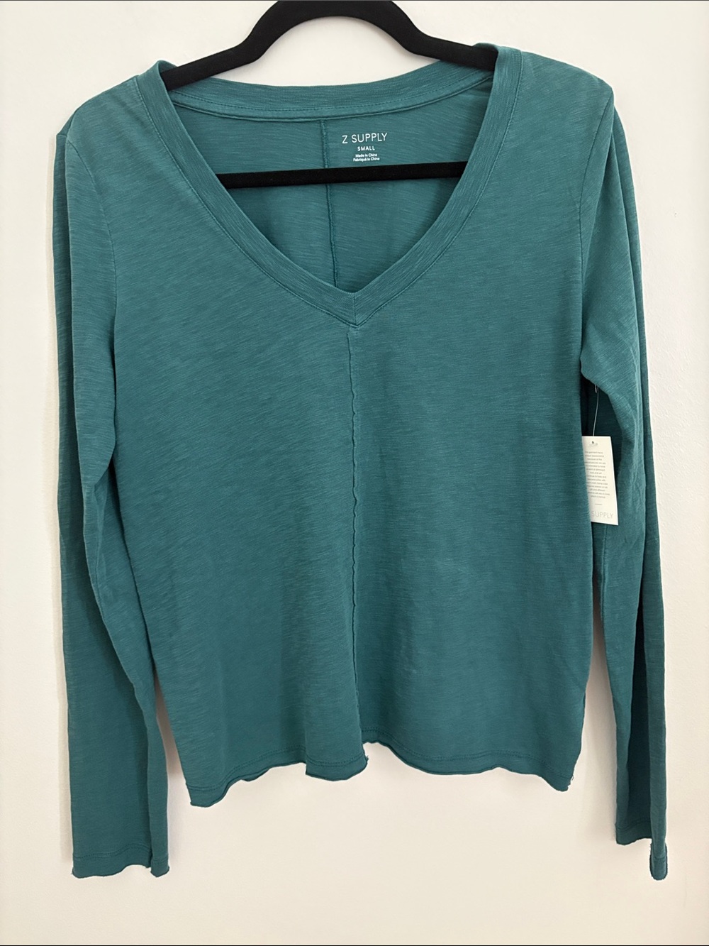 Z Supply Teal V-Neck Long Sleeve Top NWTS
